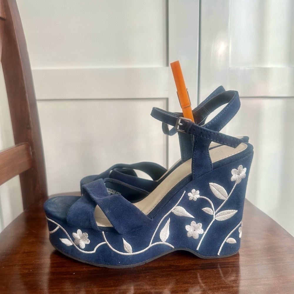 Blue Wedge Sandals